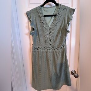 Floral Lace Midi Dress in Soft Green